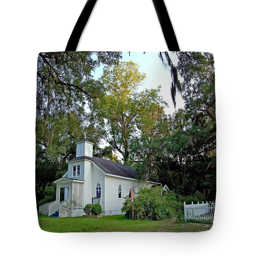 Church Tote Bag featuring the painting Our Lady of Bon Secour Church by Michael Thomas