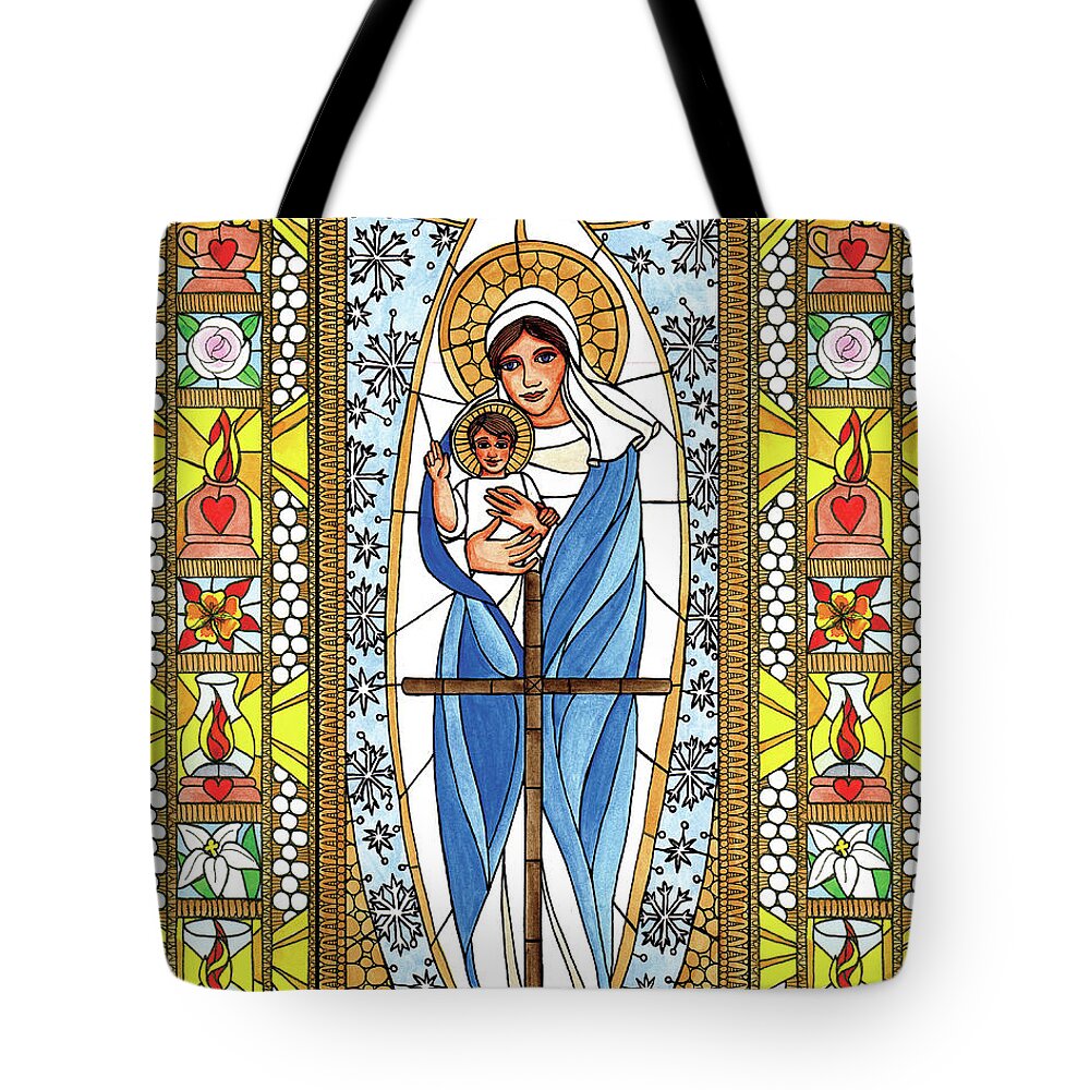 Our Lady Of The Snows Tote Bag featuring the painting Our Lady of the Snows by Brenda Nippert