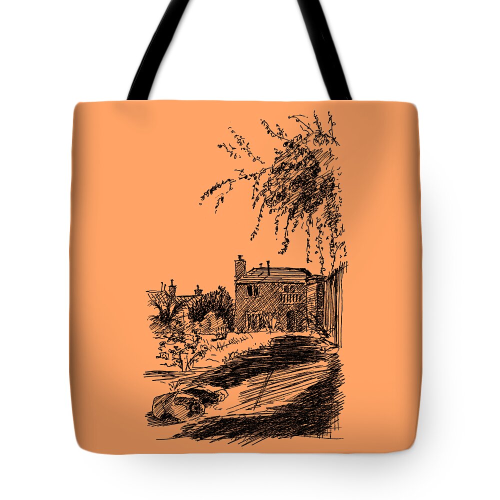 Tree Tote Bag featuring the drawing Our Quiet Life by Masha Batkova