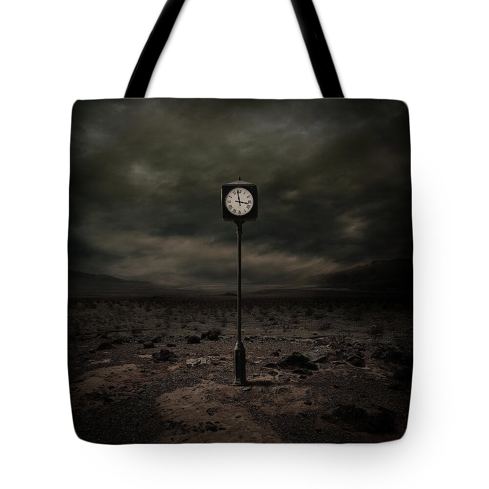 Clock Tote Bag featuring the digital art Out of Time by Zoltan Toth