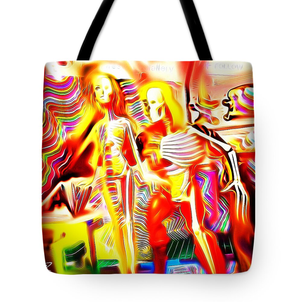 Weird Tote Bag featuring the mixed media Out on the Town by Russell Pierce