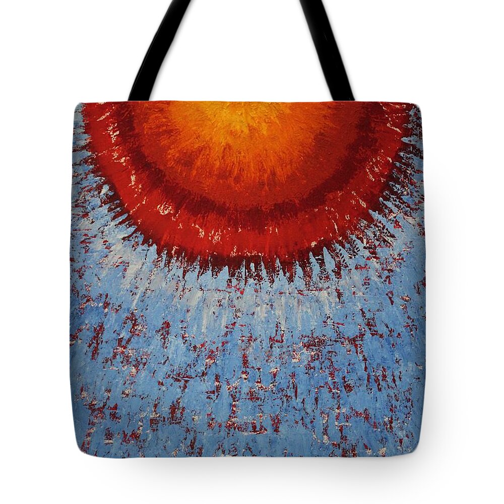 Sunburst Tote Bag featuring the painting Outburst original painting by Sol Luckman