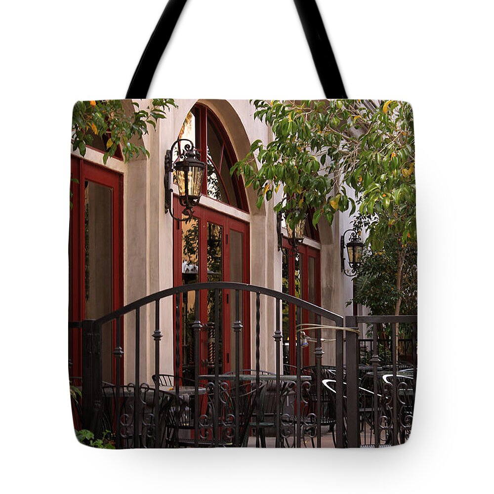 Outdoor Tote Bag featuring the photograph Outdoor Restaurant by James Eddy
