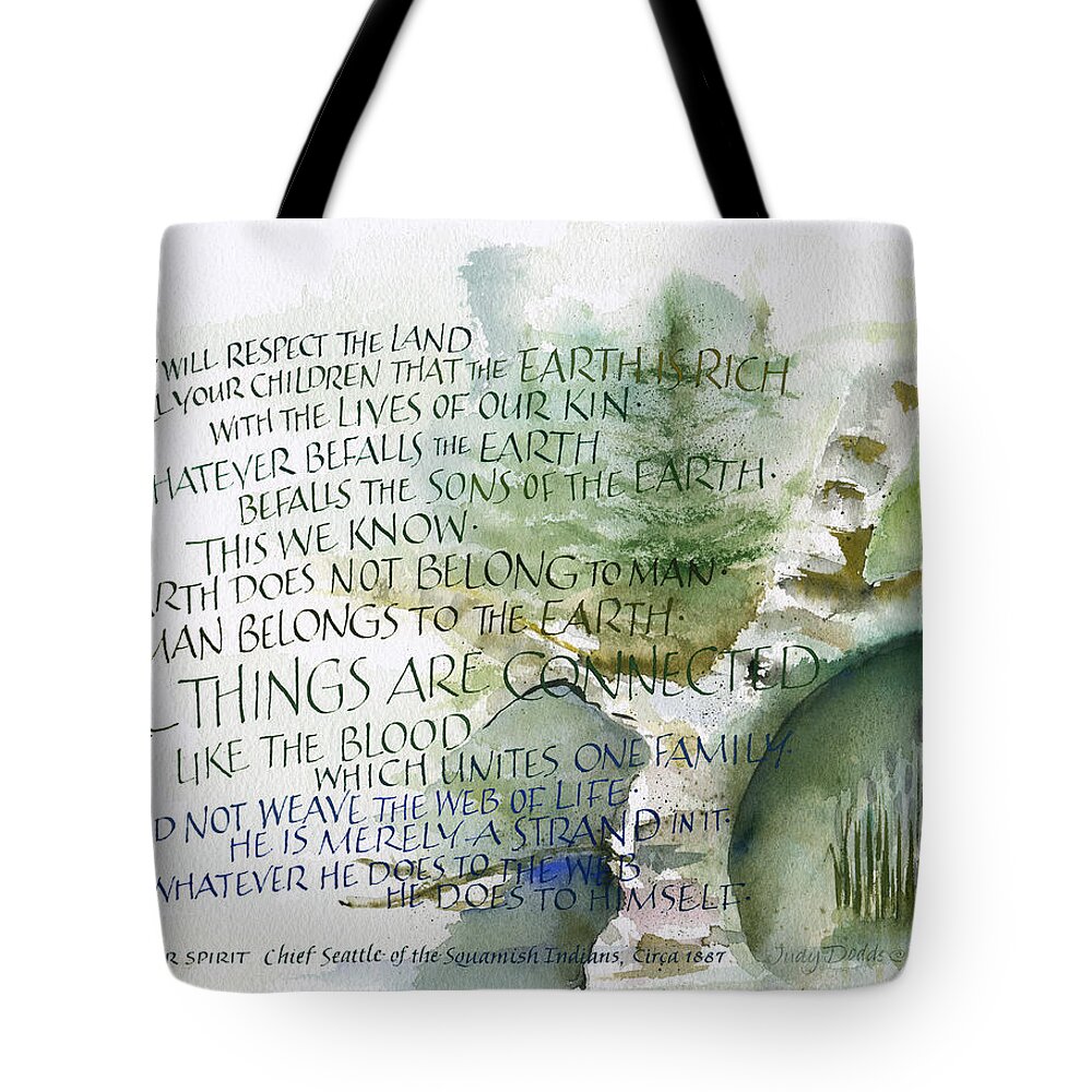 Chief Seattle Tote Bag featuring the painting Outdoor Spirit by Judy Dodds