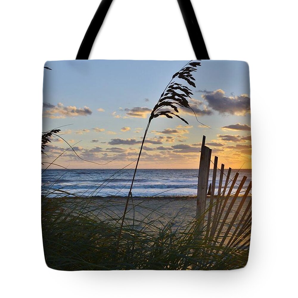 Obx Sunrise Tote Bag featuring the photograph Outer Banks Sunrise by Barbara Ann Bell