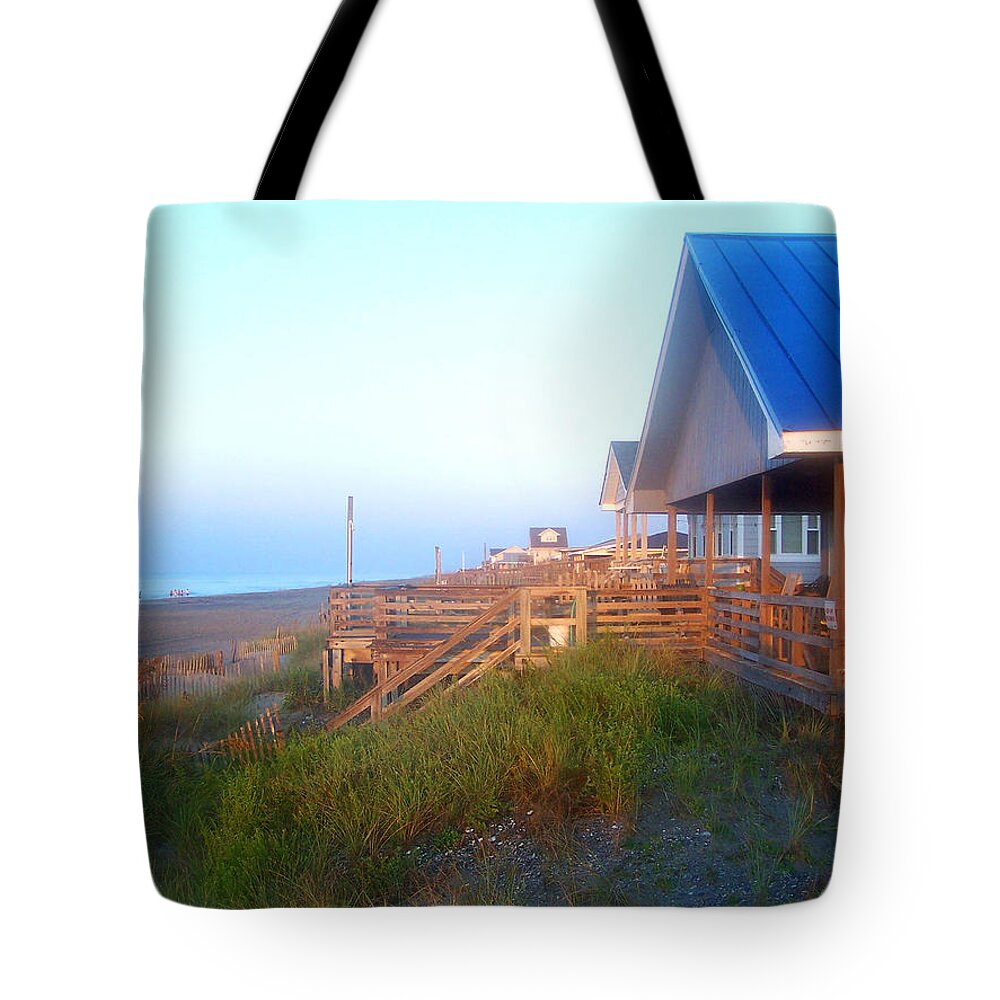 Sunrise Tote Bag featuring the photograph Outerbanks Sunrise At The Beach by Sandi OReilly