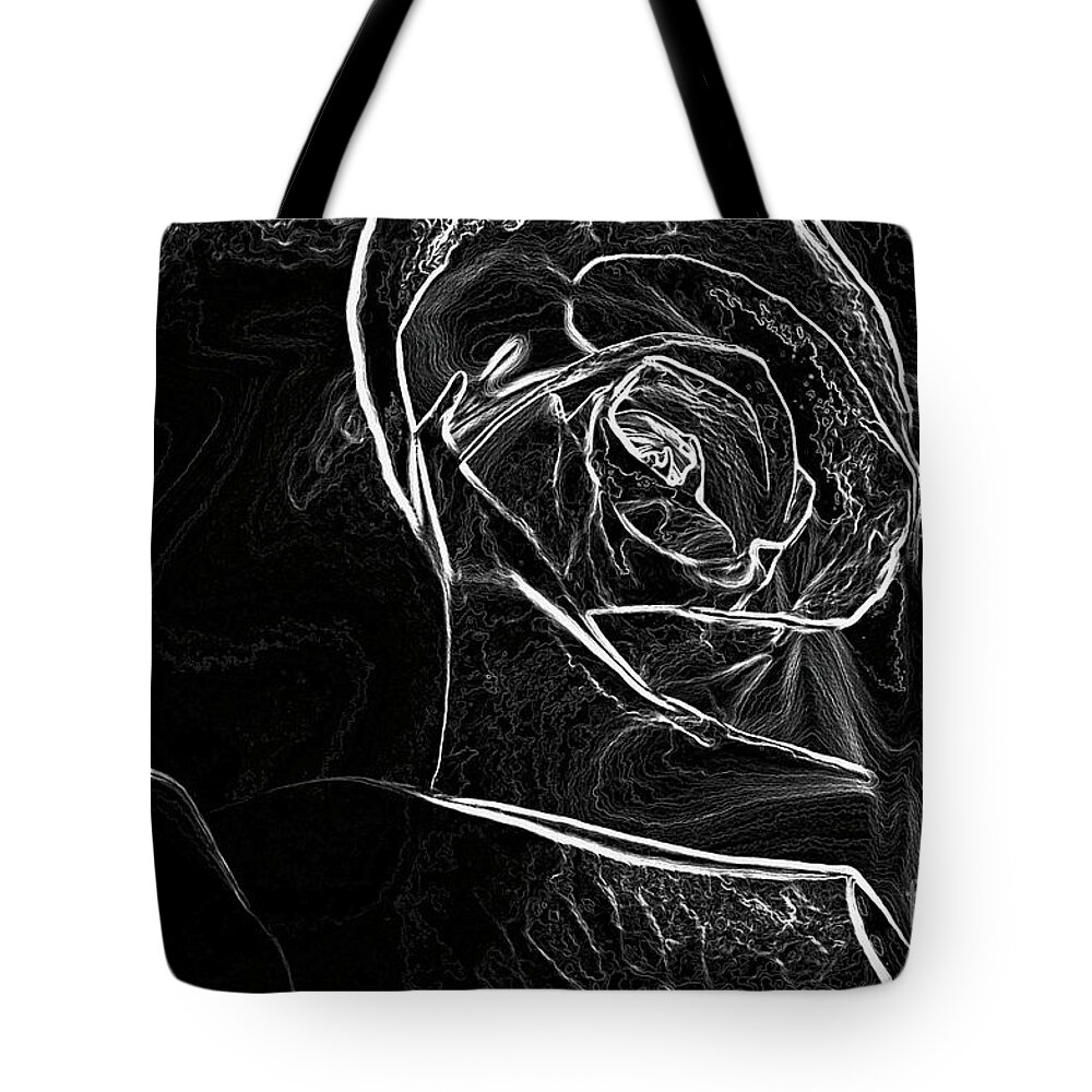 White Rose Tote Bag featuring the photograph Outline of a rose by Micah May