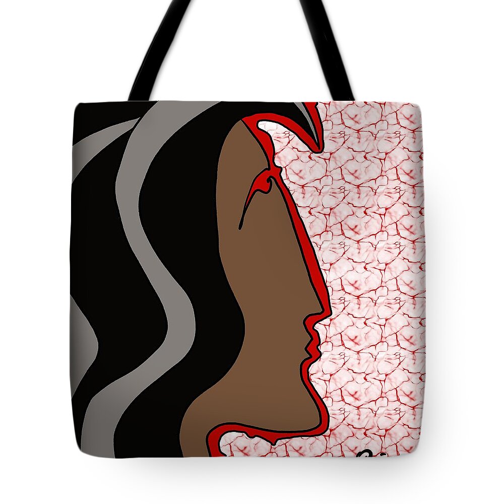 Face Tote Bag featuring the digital art Outside by Jeffrey Quiros