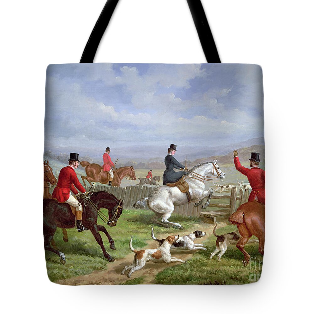 Over Tote Bag featuring the painting Over the Fence by Edward Benjamin Herberte