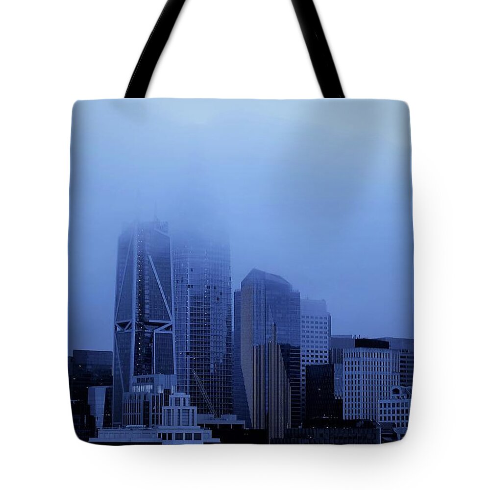 Blue Tote Bag featuring the photograph Over the Fog by Maria Aduke Alabi