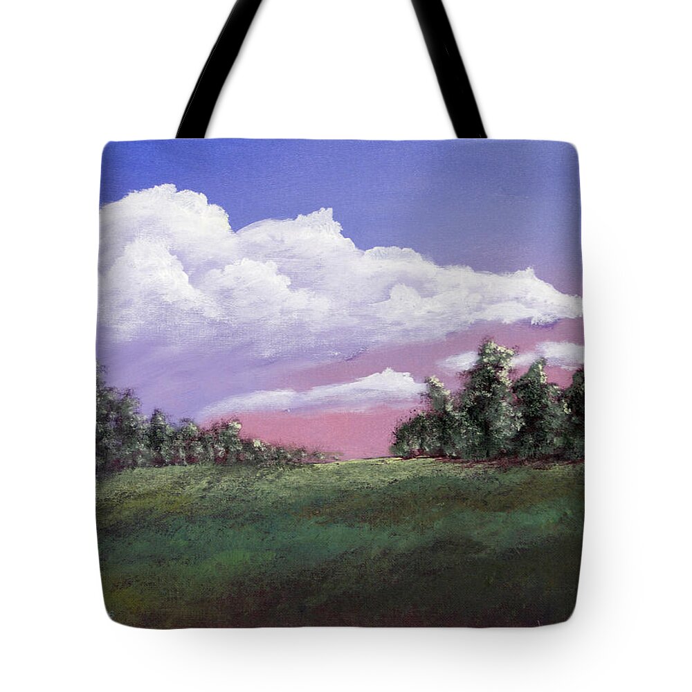 Acrylic Painting Tote Bag featuring the painting Over the Hill by Barry Jones
