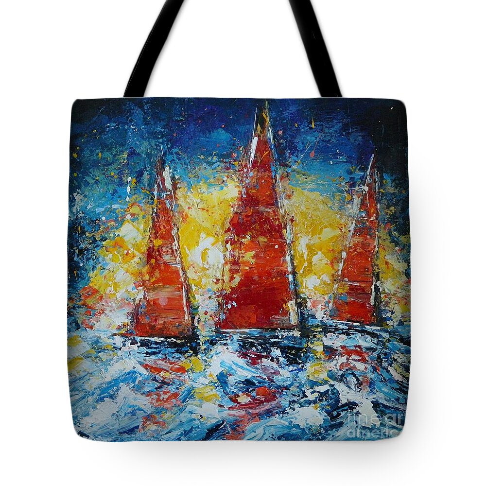 Moon Tote Bag featuring the painting Over The Moon by Dan Campbell