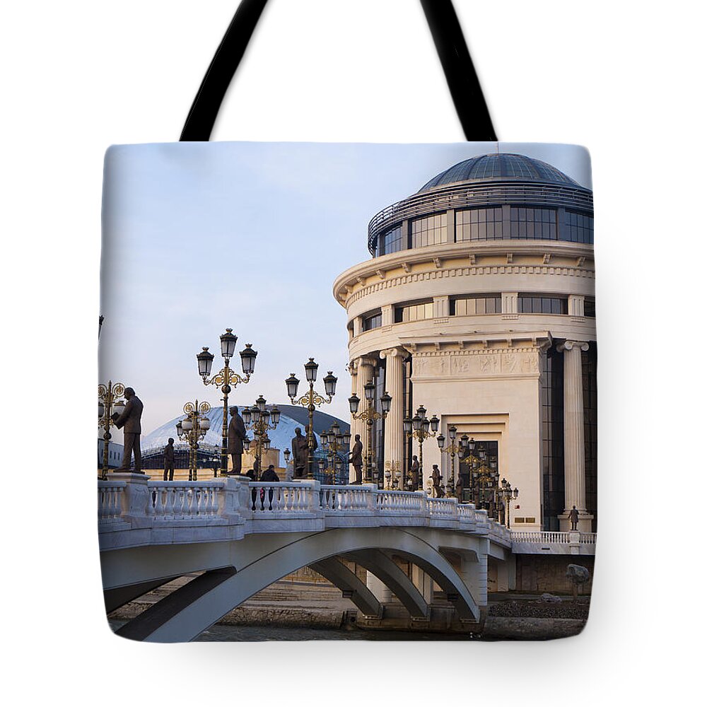 Skopje Tote Bag featuring the photograph Over the Vardar River by Rae Tucker