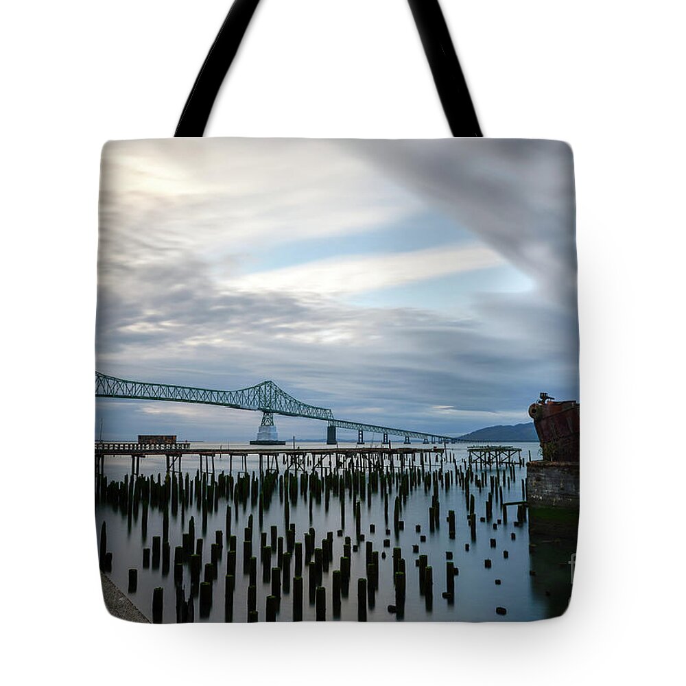 Astoria Tote Bag featuring the photograph Overlooking the bridge by Paul Quinn