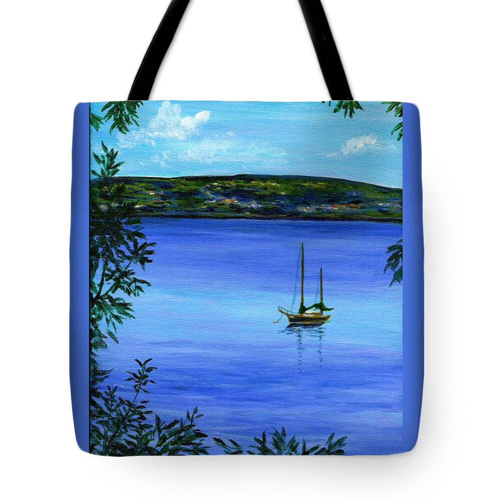 River Tote Bag featuring the painting Overlooking the Hudson by Anne Marie Brown