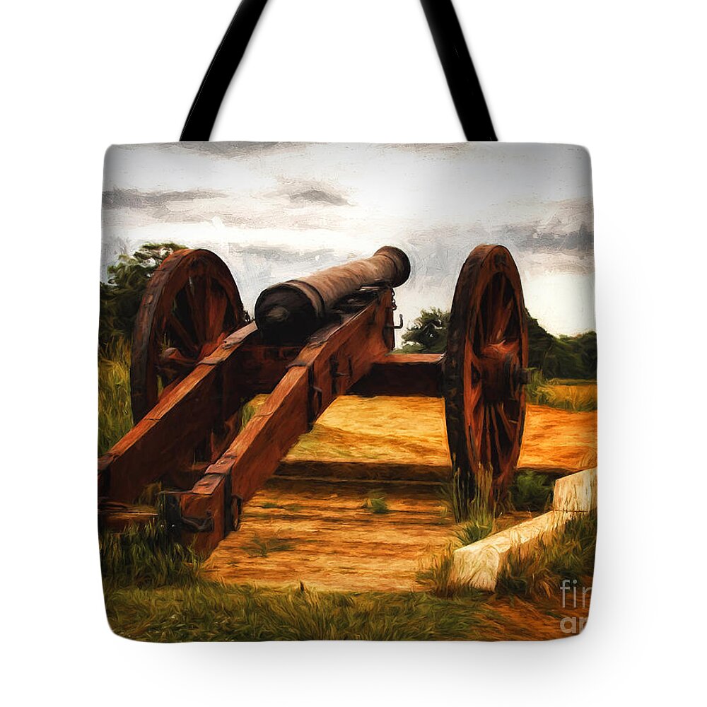 Fine Art Photography Tote Bag featuring the photograph Overlooking Yorktown ... by Chuck Caramella