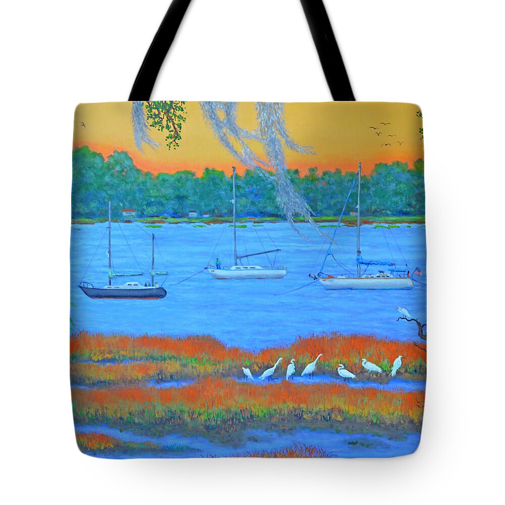 Beaufort Tote Bag featuring the painting Overnight in Beaufort by Dwain Ray