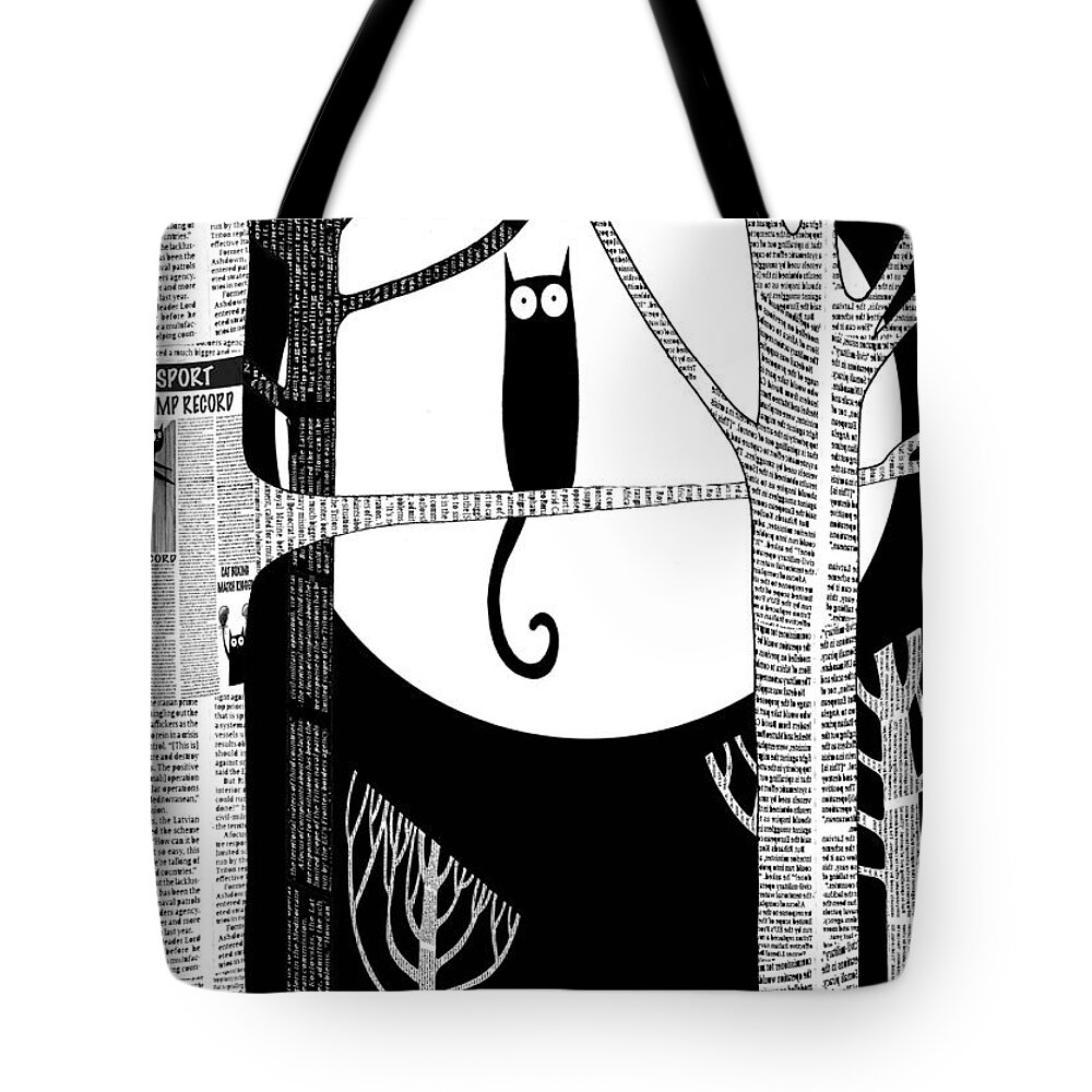 Cat Tote Bag featuring the digital art Owl Impression by Andrew Hitchen