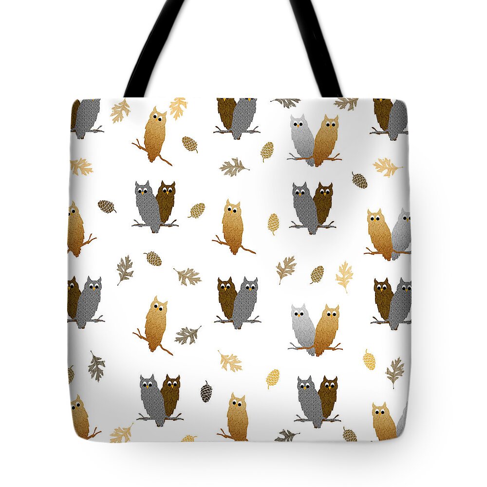Owls Tote Bag featuring the mixed media Owl Pattern by Christina Rollo