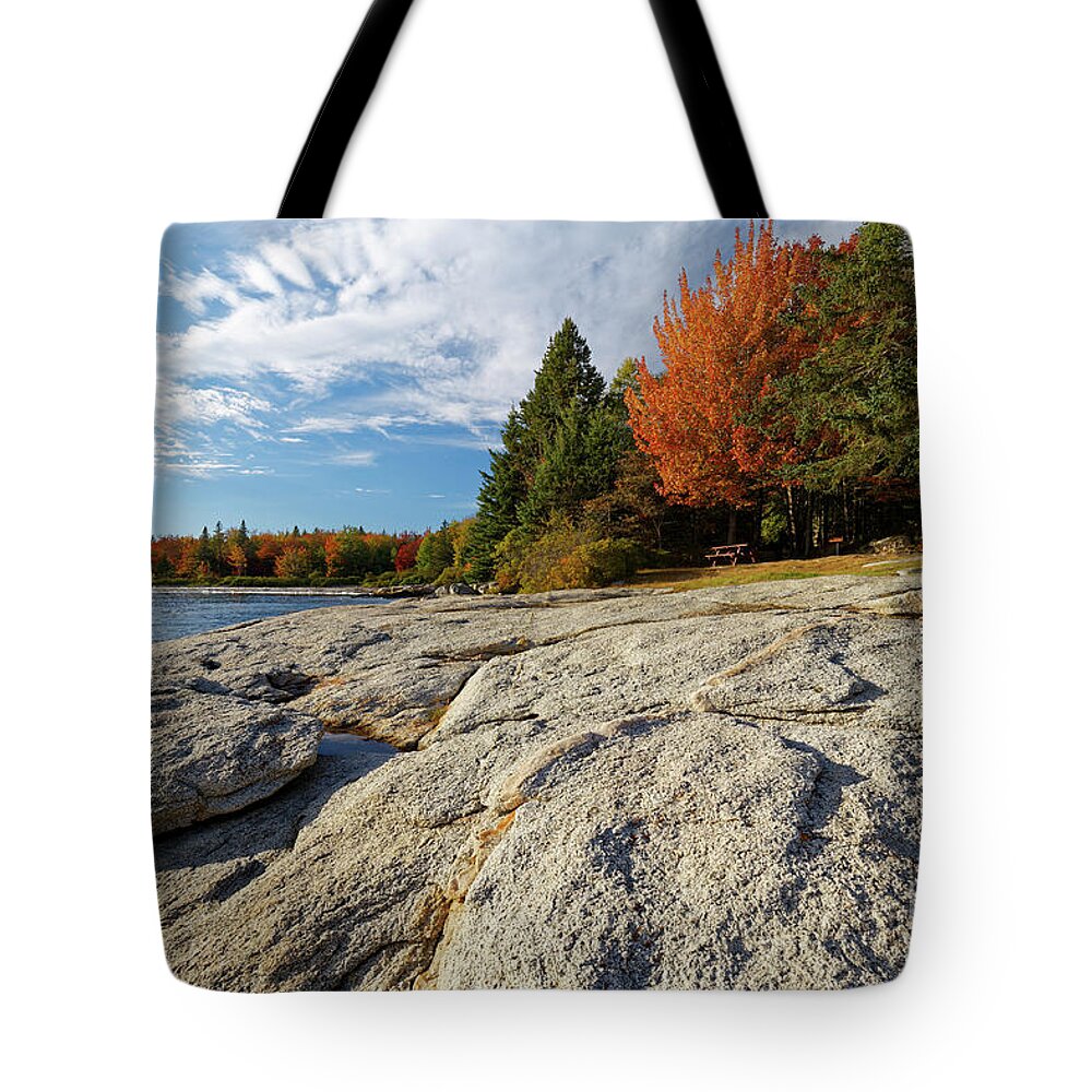 Autumn Tote Bag featuring the photograph Birch Point Beach, Owls Head, Maine by Kevin Shields