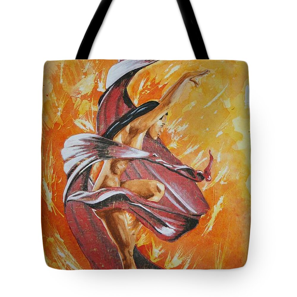 Dancer Tote Bag featuring the painting Oya's Rain by Edmund Royster
