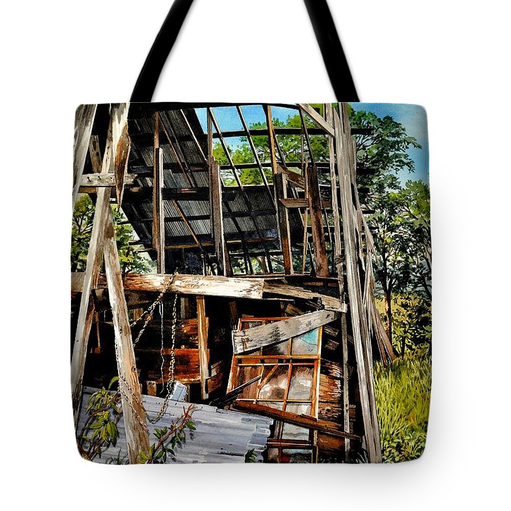 Landscape Tote Bag featuring the painting Ozark Barn by Robert W Cook