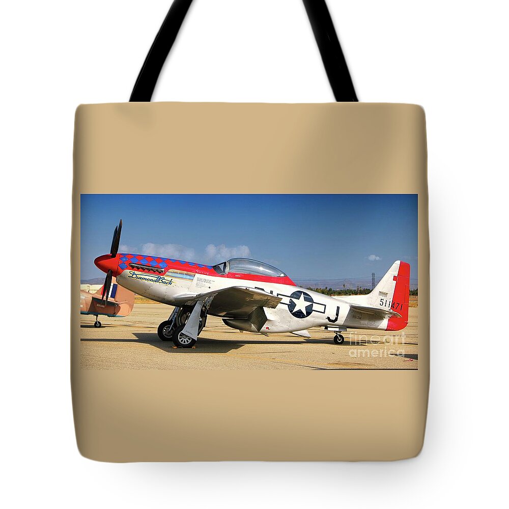Aircraft Tote Bag featuring the photograph P-51 Mustang DiamondBack by Gus McCrea