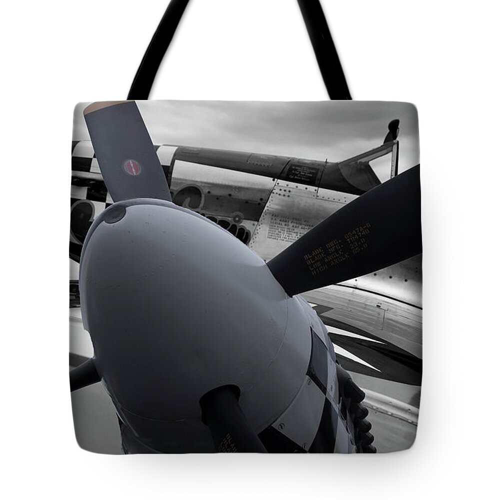 Vintage Aircraft Tote Bag featuring the photograph P-51 Perspectives by Dean Ginther