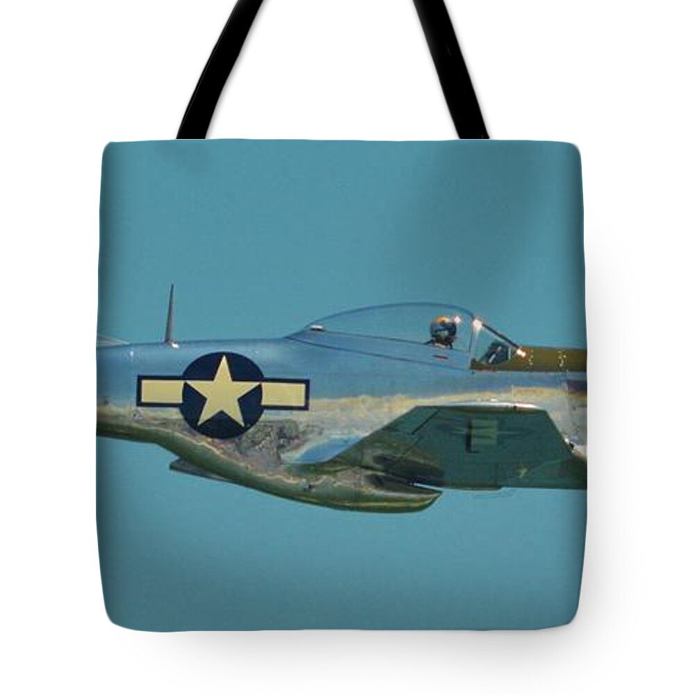 Plane Tote Bag featuring the photograph North American Aviation P-51 Mustang. A Fighter and Fighter Bomber in World War II and Korean War by Billy Beck
