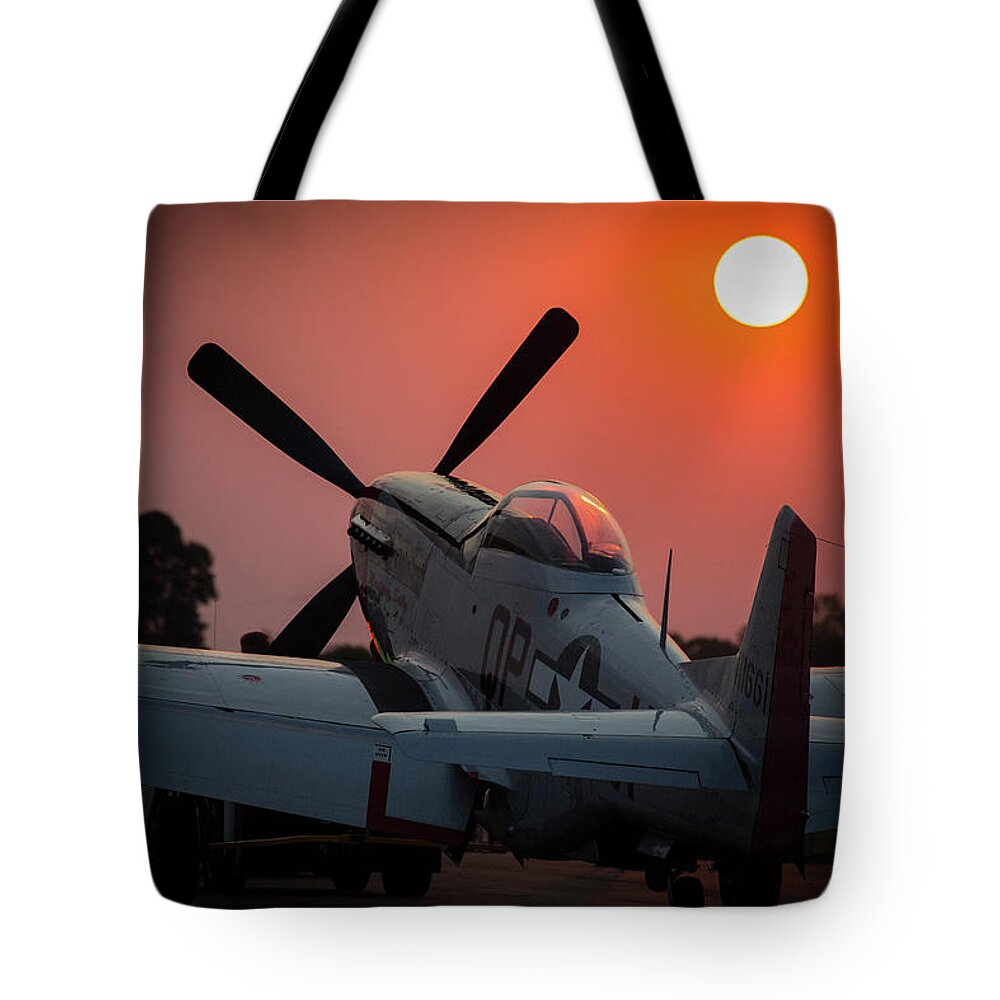 Passenger Tote Bag featuring the photograph P51 Sunset by Paul Job