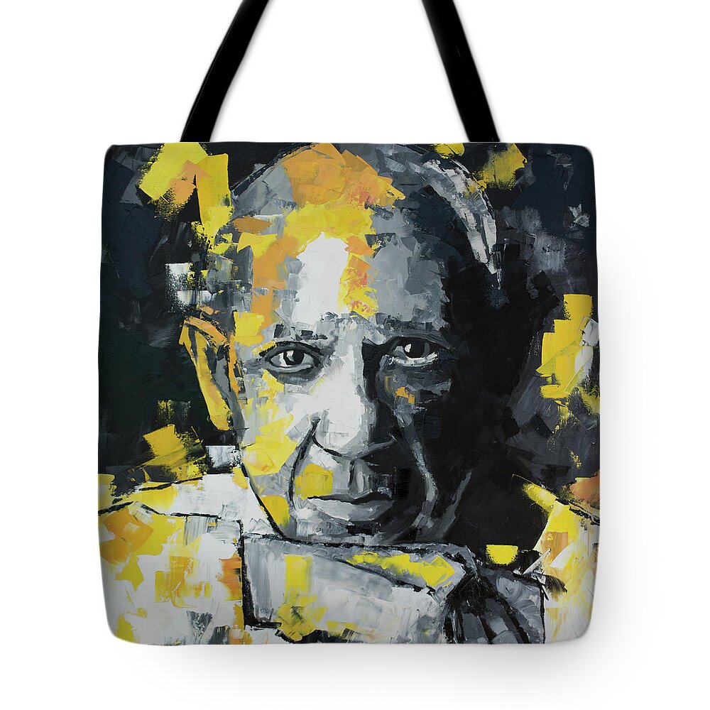 Pablo Picasso Tote Bag featuring the painting Pablo Picasso Portrait by Richard Day