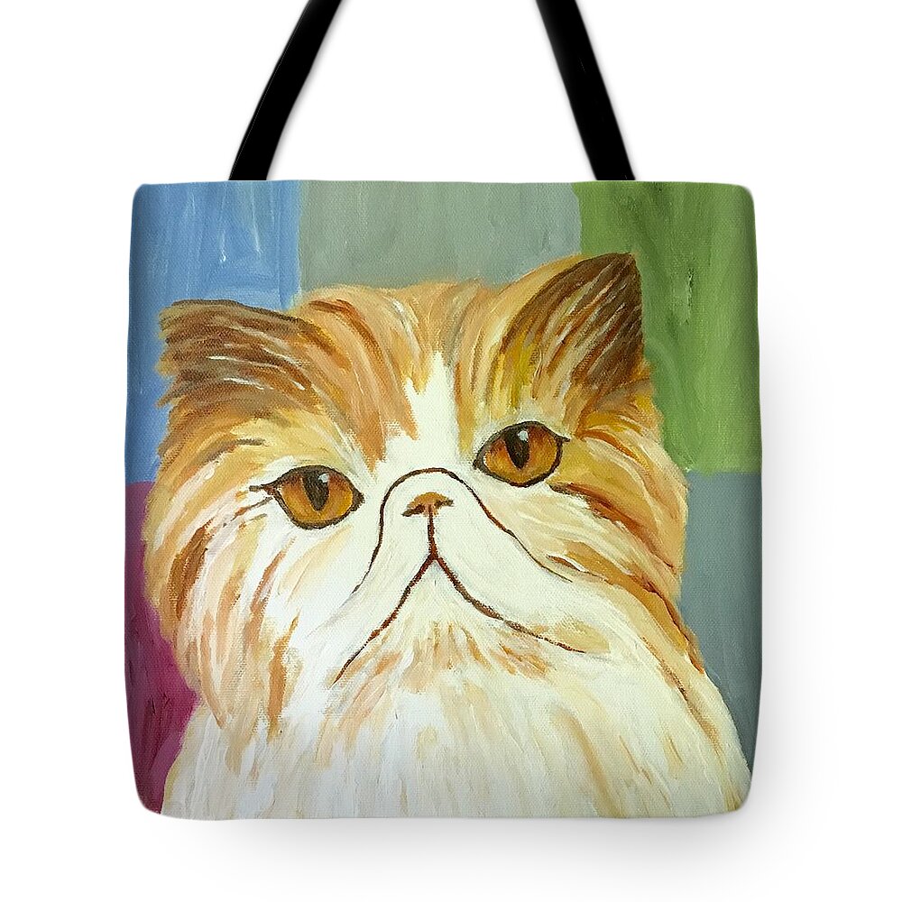 Cat Tote Bag featuring the painting Pablo by Victoria Lakes