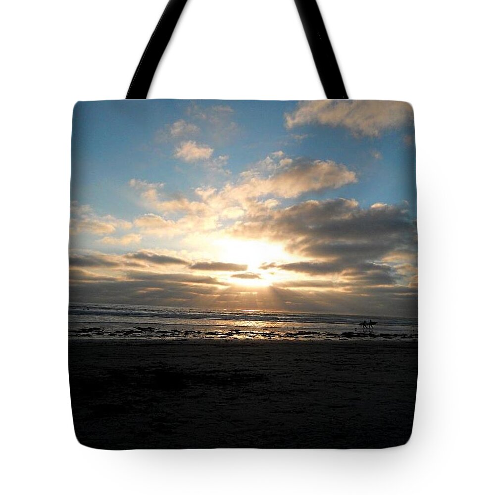 Beach Tote Bag featuring the photograph Pacific Beach by Annie Walczyk