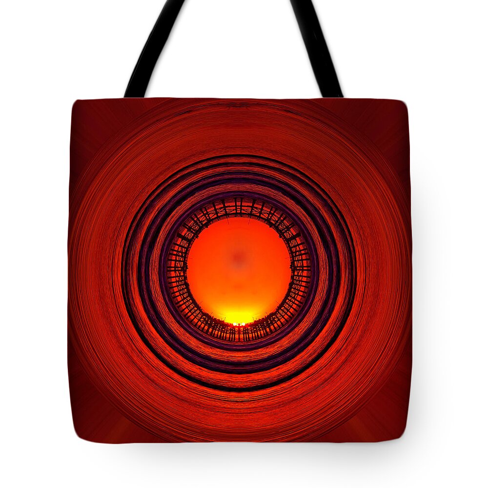 Abstract Tote Bag featuring the photograph Pacific Beach Pier Sunset - Abstract by Peter Tellone