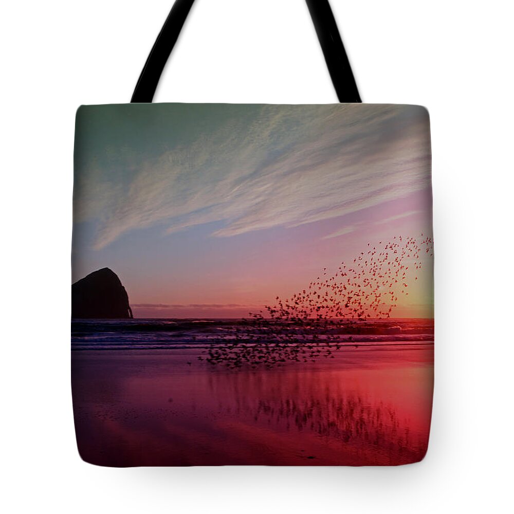 Dreamer By Design Photography Tote Bag featuring the photograph Pacific City Sunset by Kami McKeon