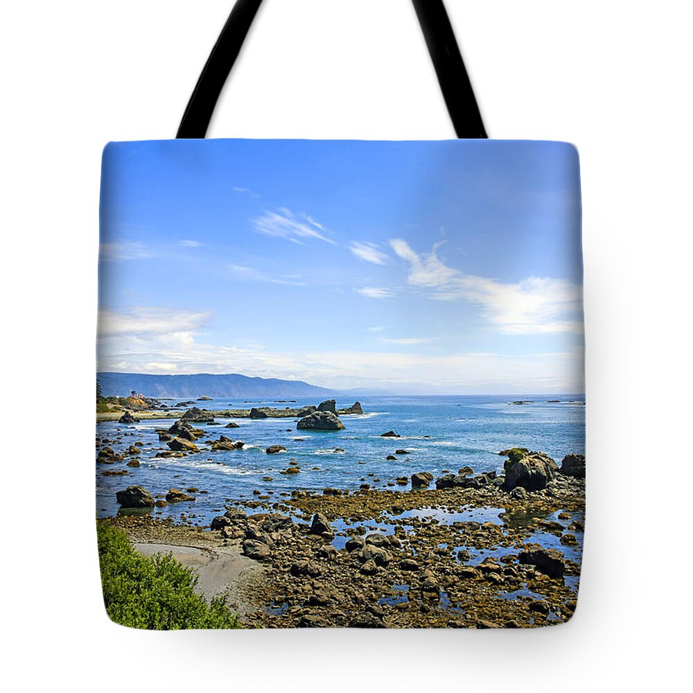 California; Upper; Northwest; Pacific; Coastline; Ca; Blue; Sky; Clouds; Coast; Coastal; Scenery; Seaboard; Shoreline; Backdrop; Landscape; Seascape; Setting; Spectacle; Vista; View; Panorama; Scene; Setting; Terrain; Location; Outlook; Sight; Crescent; City; West; Coast; America; Usa Tote Bag featuring the photograph Pacific Northwest by Chris Smith