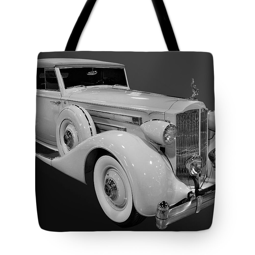 Packard Tote Bag featuring the photograph Packard in bw by Bill Dutting