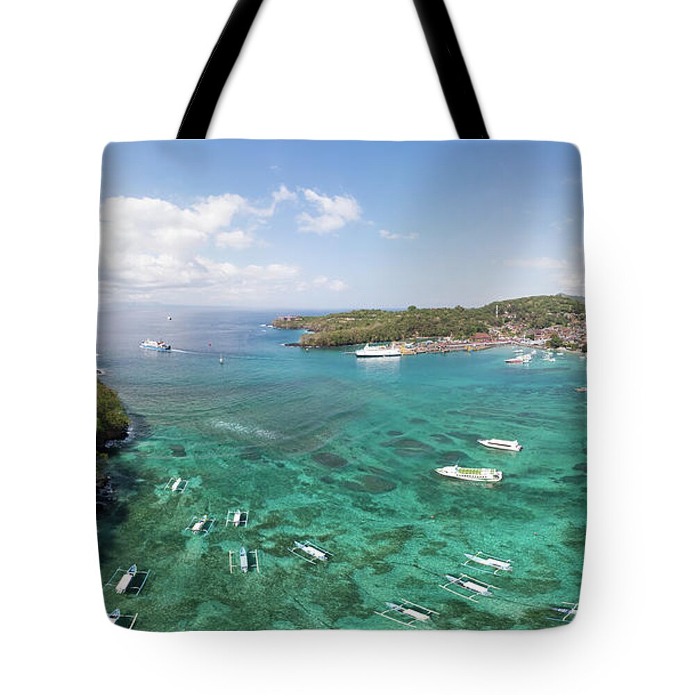 Coastline Tote Bag featuring the photograph Padang Bai panorama in Bali by Didier Marti