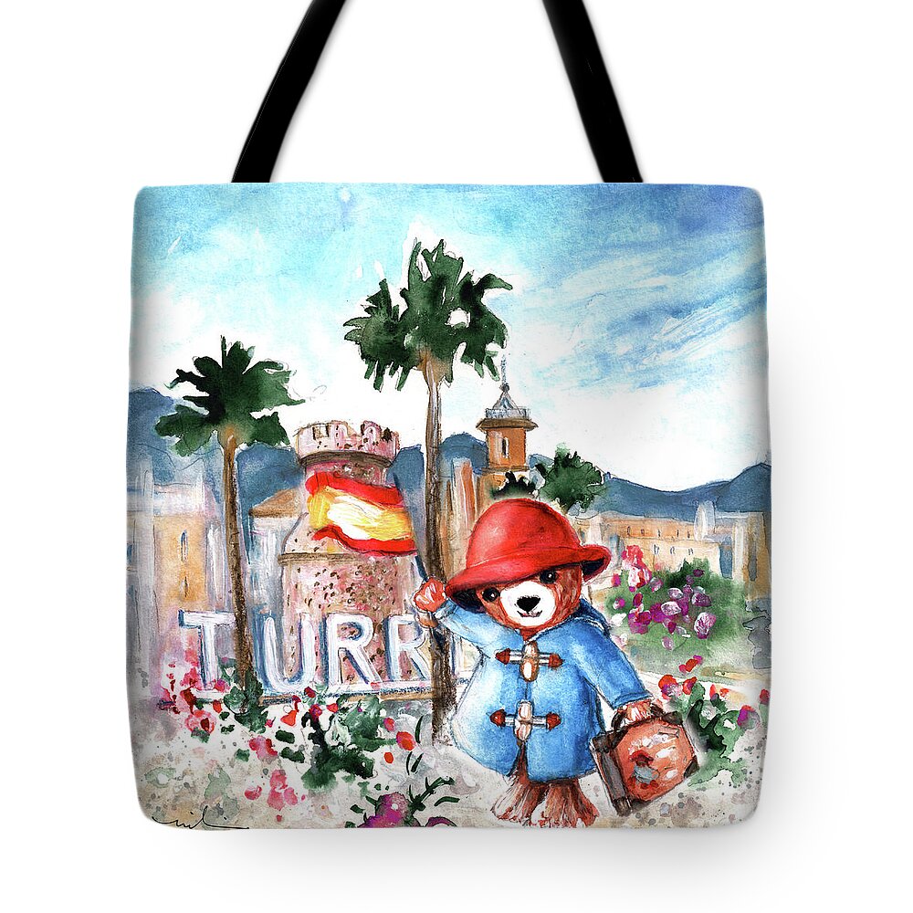 Go Teddy Tote Bag featuring the painting Paddington Arrival In Spain by Miki De Goodaboom