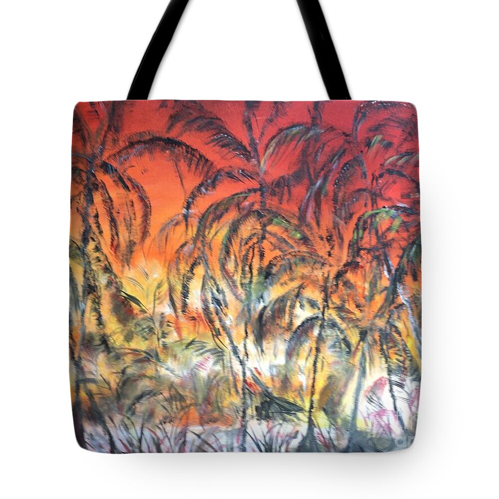 Effusive Eruptions Tote Bag featuring the painting Lava Ahi by Michael Silbaugh