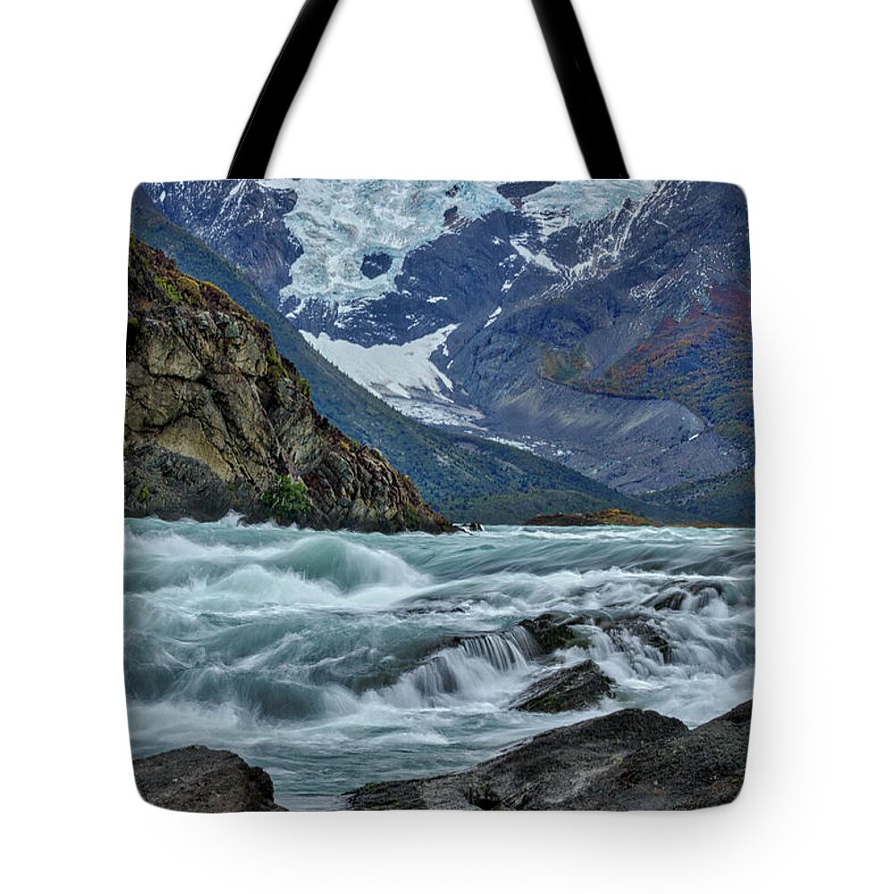 Patagonia Tote Bag featuring the photograph Paine River Rapids - Patagonia by Stuart Litoff