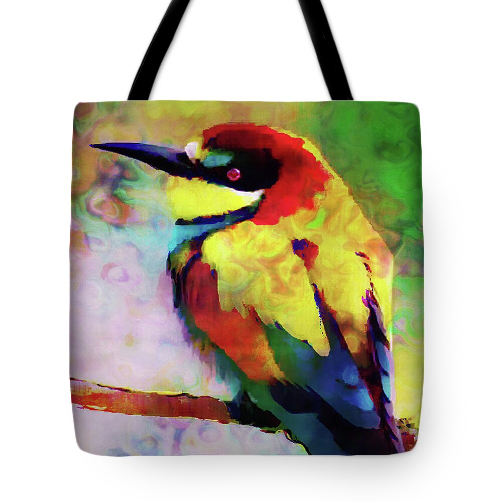 Bee Eater Tote Bag featuring the digital art Painted Bee Eater by Kathy Kelly