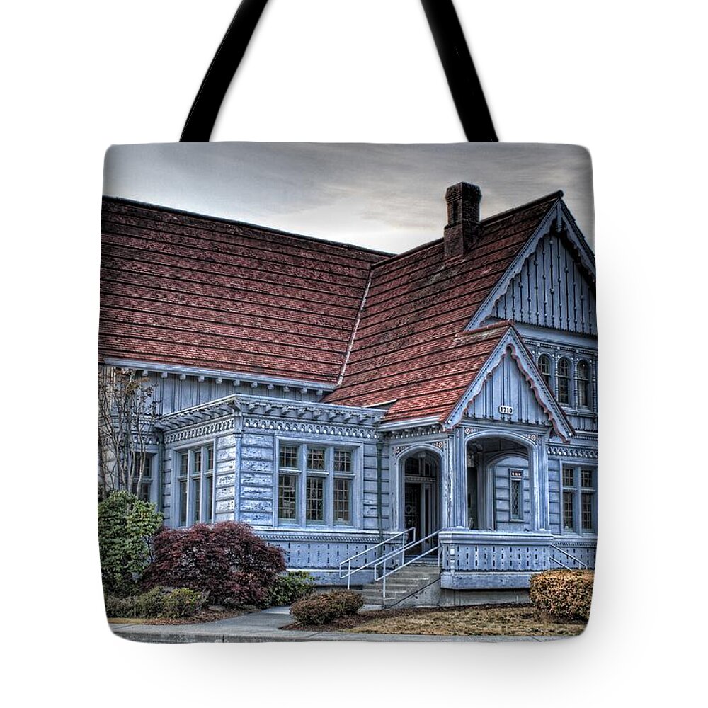 Hdr Tote Bag featuring the photograph Painted Blue House by Brad Granger