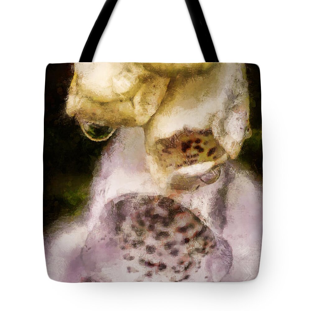 Flower Tote Bag featuring the digital art Painted Droplets by Cameron Wood