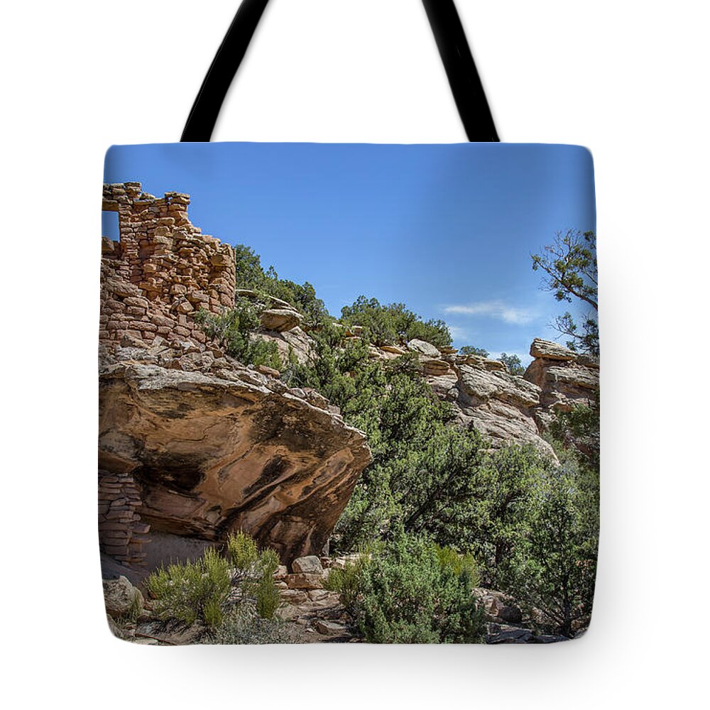 Ruins Tote Bag featuring the photograph Painted Hand Pueblo  by Jaime Miller