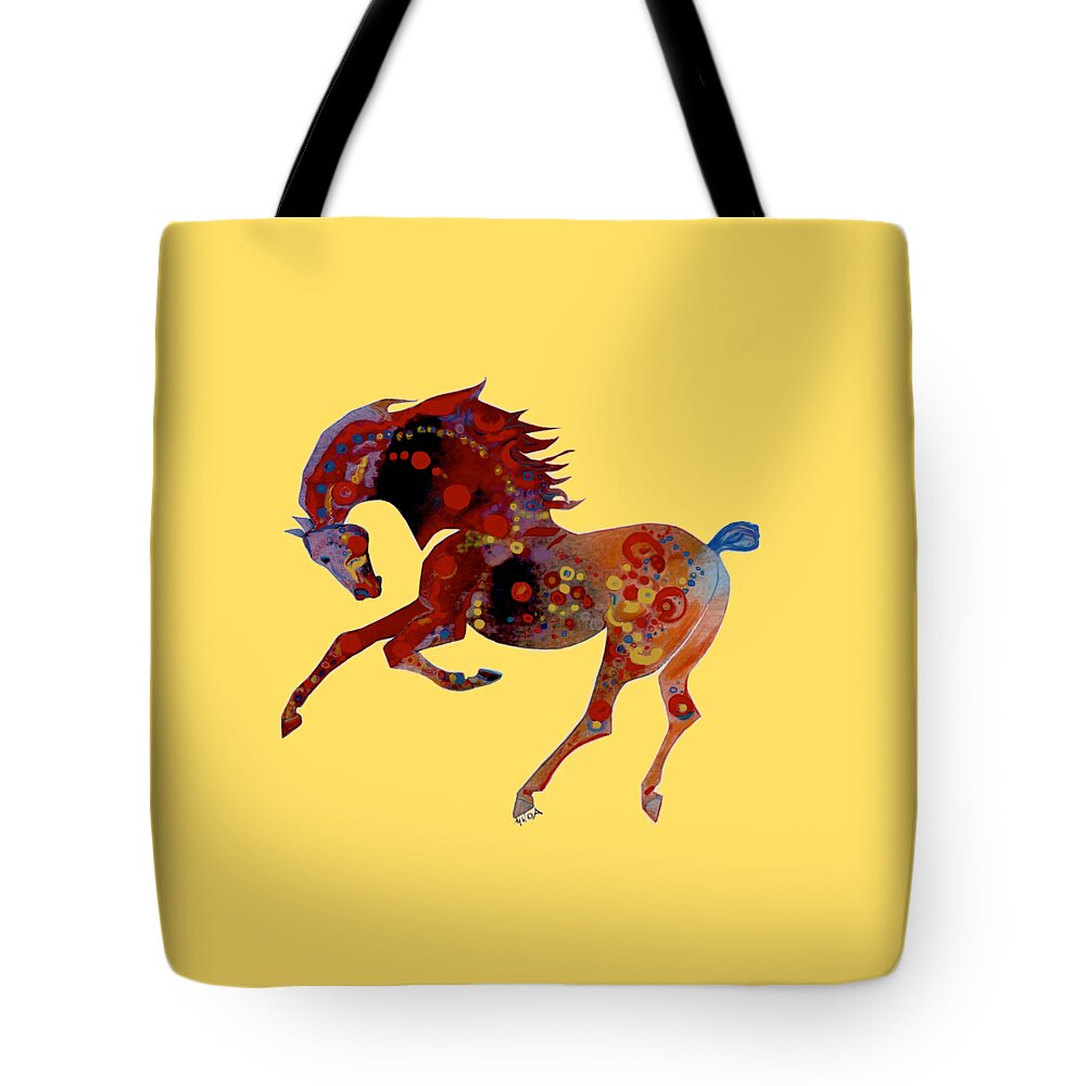 Horse Tote Bag featuring the mixed media Painted horse 3 by Mary Armstrong