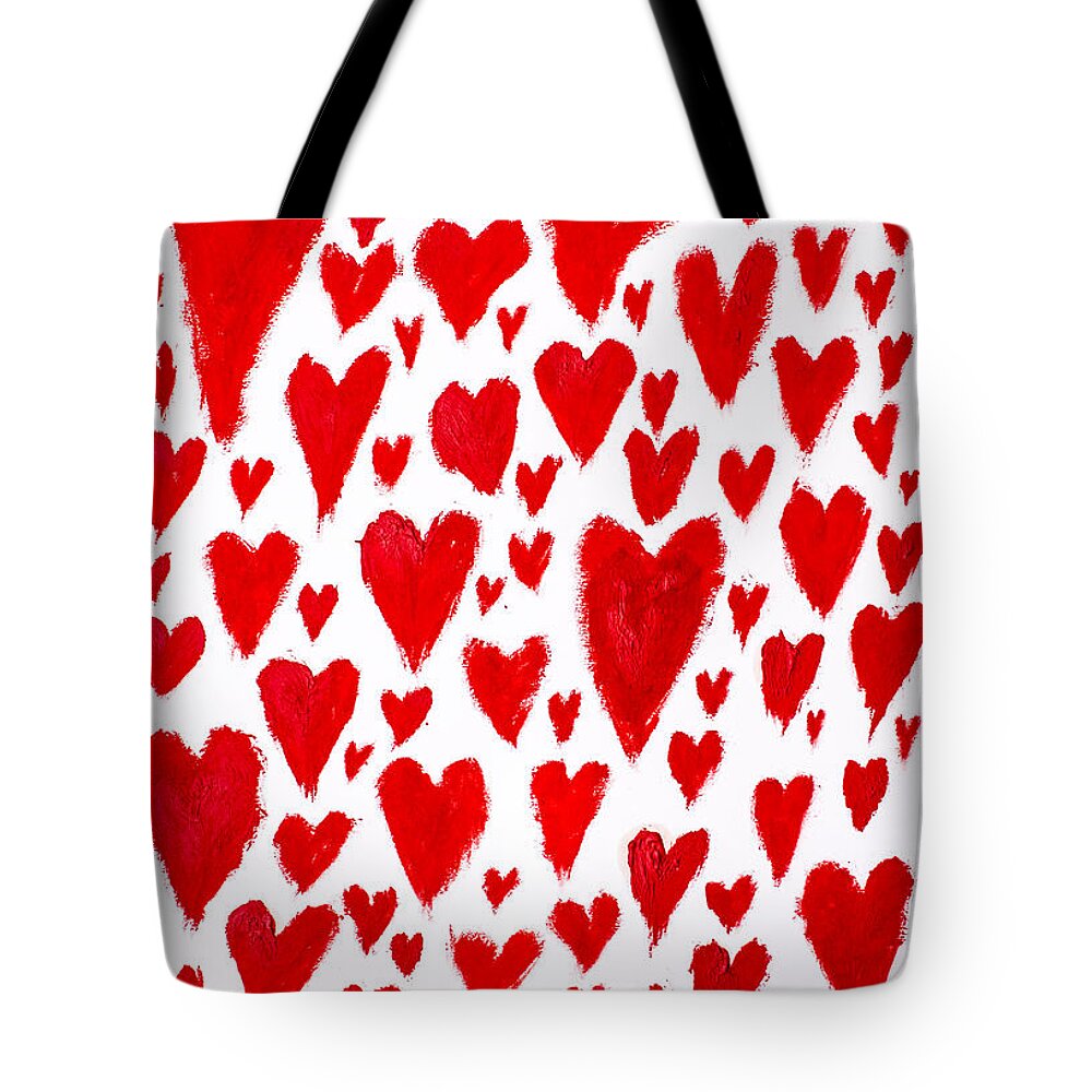 Love Tote Bag featuring the painting Painted red hearts by Jorgo Photography