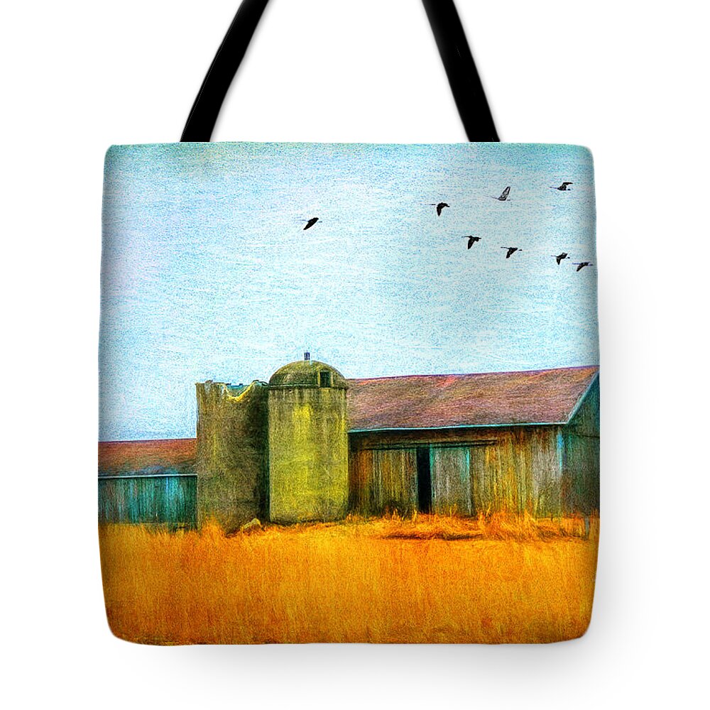 Barn Tote Bag featuring the photograph Painterly Neon Colored Rural Barn by Clare VanderVeen
