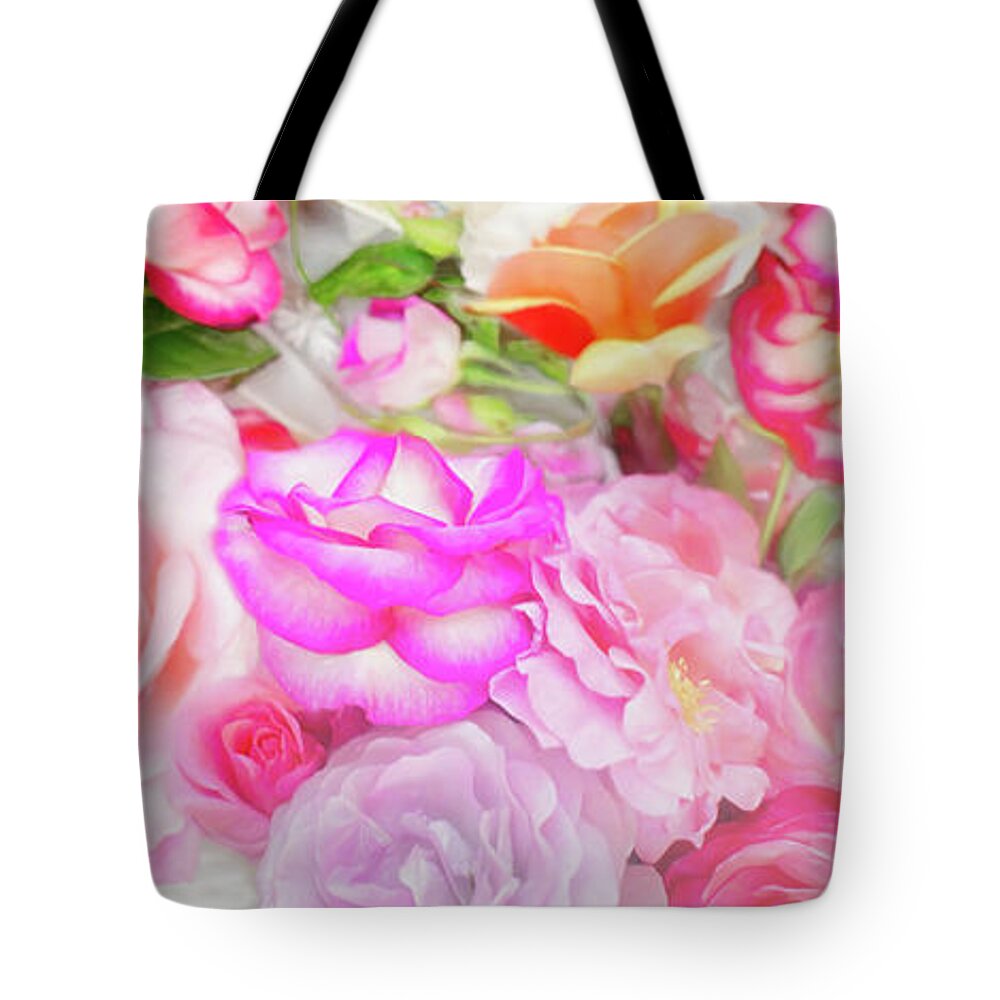 Painterly Tote Bag featuring the photograph Painterly Tea Party with Fresh Garden Roses II by Susan Gary