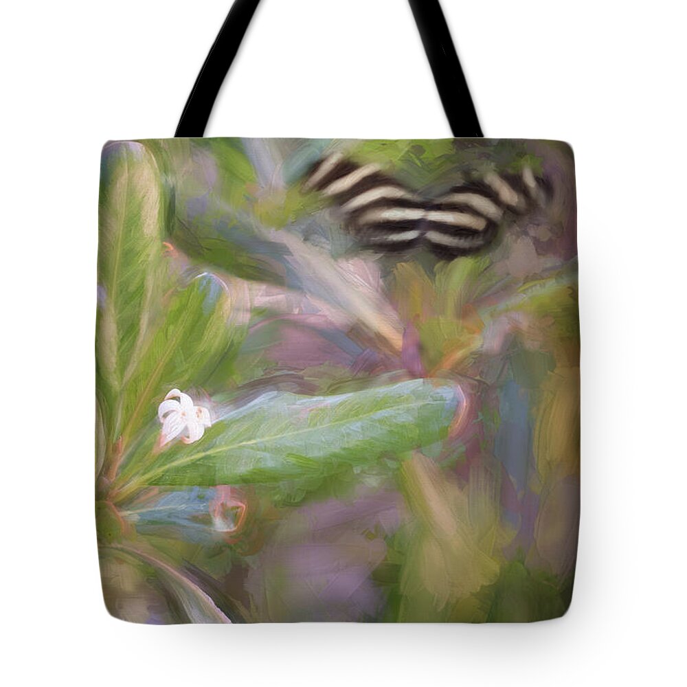Butterfly Tote Bag featuring the photograph Painterly Zebra Butterfly by Artful Imagery